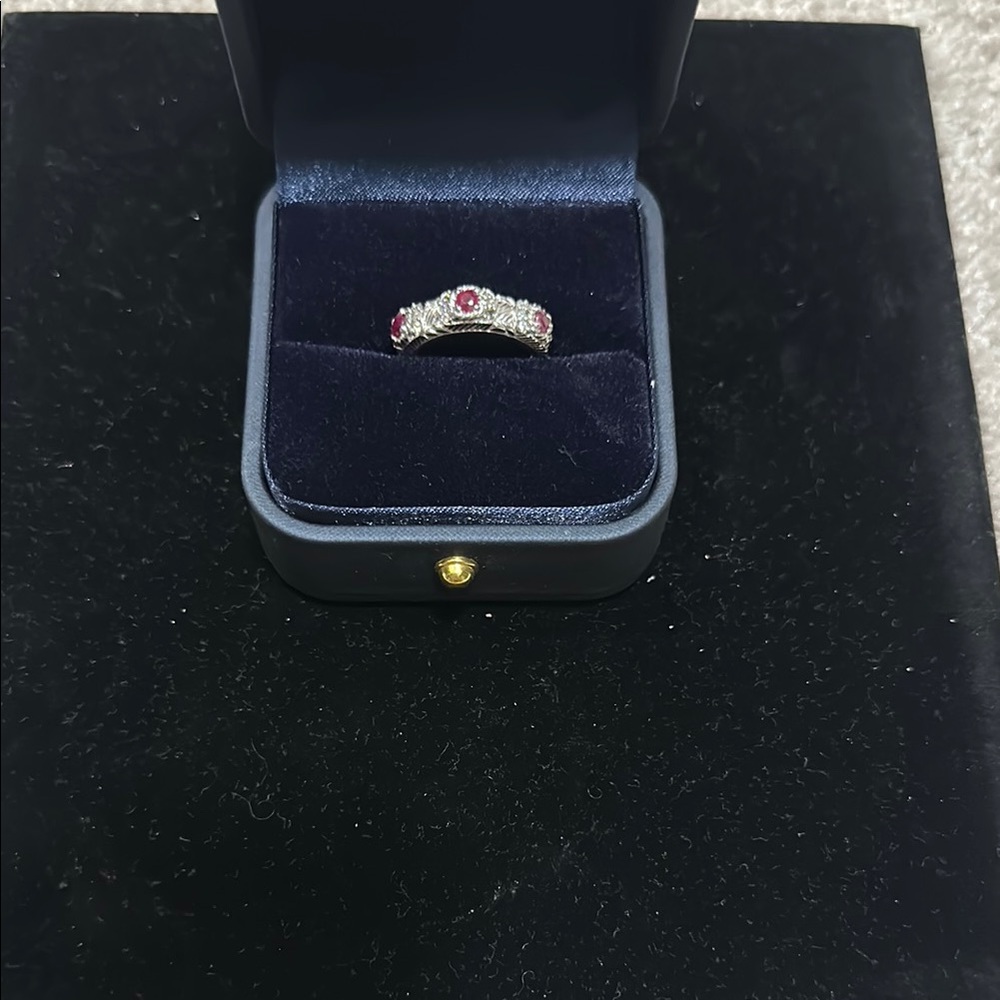 Judith Ripka Silver and Ruby Gemstone Ring